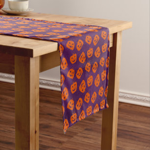 Chemin De Table Court Citrouilles d'Halloween sur Motif Arrière - plan v
