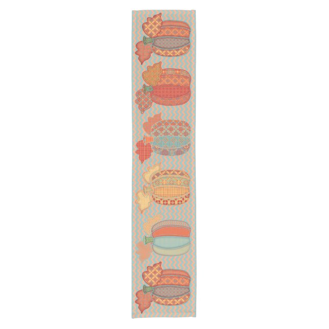Chemin De Table Court Citrouilles et Chevrons, Thanksgiving Table Runer (Devant)