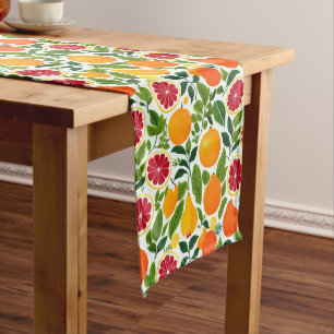 Chemin De Table Court Citrus, poires et Motif Feuille