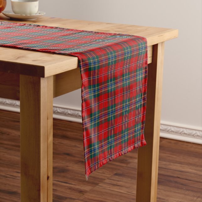 Chemin De Table Court Clan MacLean Tartan écossais rouge, bleu et vert (In Situ)