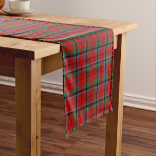 Chemin De Table Court Clan Naughton Tartan Motif Red Plaid