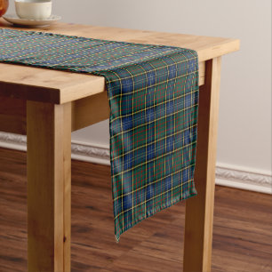 Chemin De Table Court Clan tartan moderne bleu et vert de MacMillan