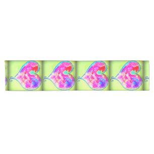 Chemin De Table Court coeur tourbillonnant rose vert