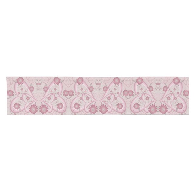 Chemin De Table Court Coeurs et fleurs Abstraits roses Aimer l'art fract (Horizontal)