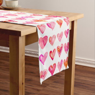 Chemin De Table Court Coeurs roses Fille Personnalisé Coureur de table 1
