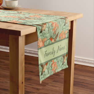 Chemin De Table Court Colibri et Motif Lily