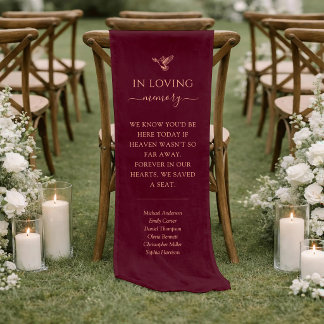 Chemin De Table Court Colombe Rouge Foncé En Mémoire Affectueuse Mariage