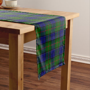 Chemin De Table Court Colquhoun tartan bleu vert plaid