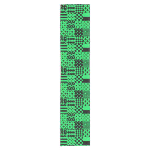 Chemin De Table Court Conception de maquette Motif mixte en noir vert