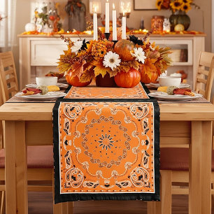 Chemin De Table Court conception orientale orange