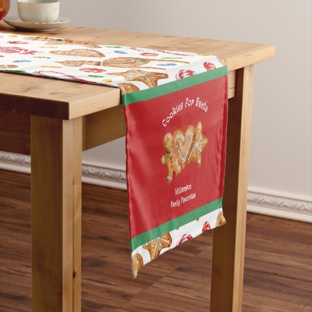 Chemin De Table Court Cookies de Noël pour Père Noël White (In Situ)