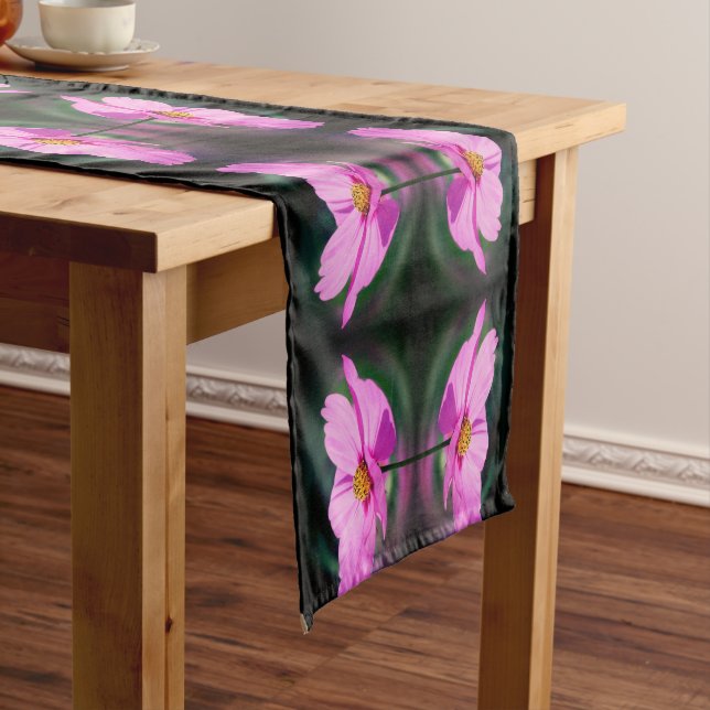Chemin De Table Court Cosmos rose unique Fleur Motif Abstrait (In Situ)