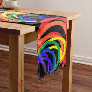 Chemin De Table Court Couleur arc-en-ciel Couleur Abstrait Croissant cou