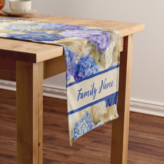 Chemin De Table Court Coureur à table courte Motif Hydrangea (In Situ)