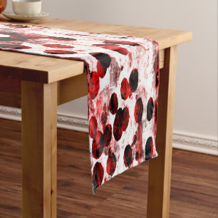Chemin De Table Court Coureur blanc rouge de table d'éclaboussure