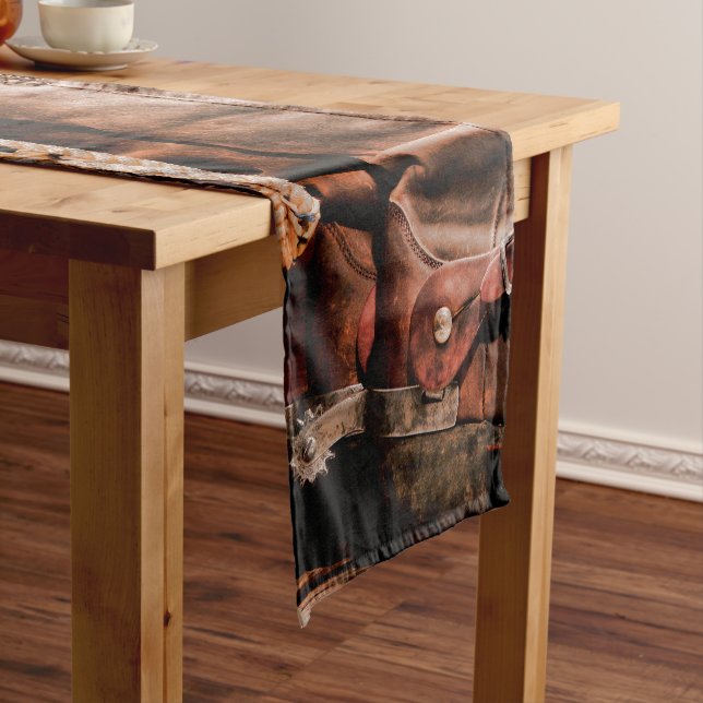 Chemin De Table Court Coureur de table Bottes Cowboy Grange Bois rustiqu (In Situ)