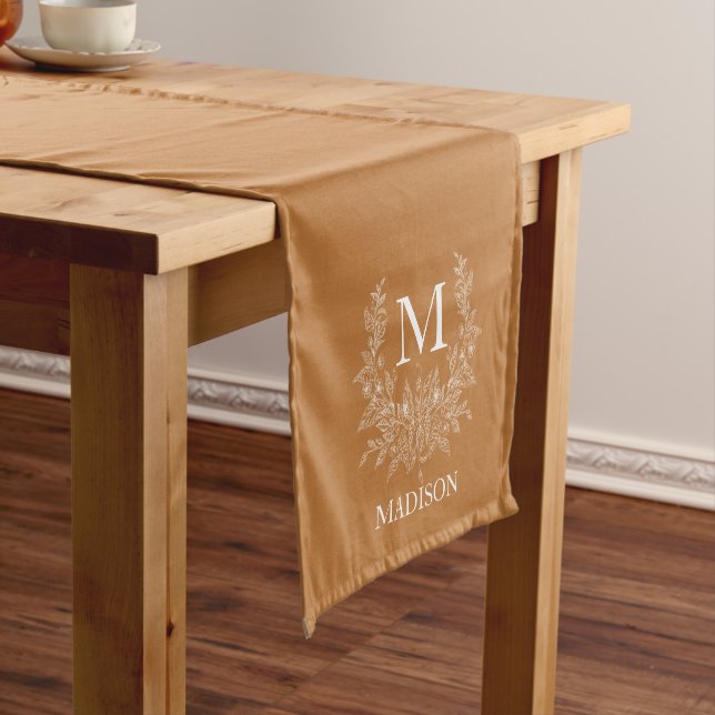 Chemin De Table Court Coureur de table courte Florale Monogramme personn (In Situ)