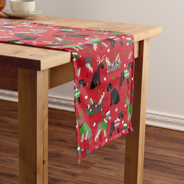 Chemin De Table Court Coureur de table courte Schnauzer de Noël (In Situ)