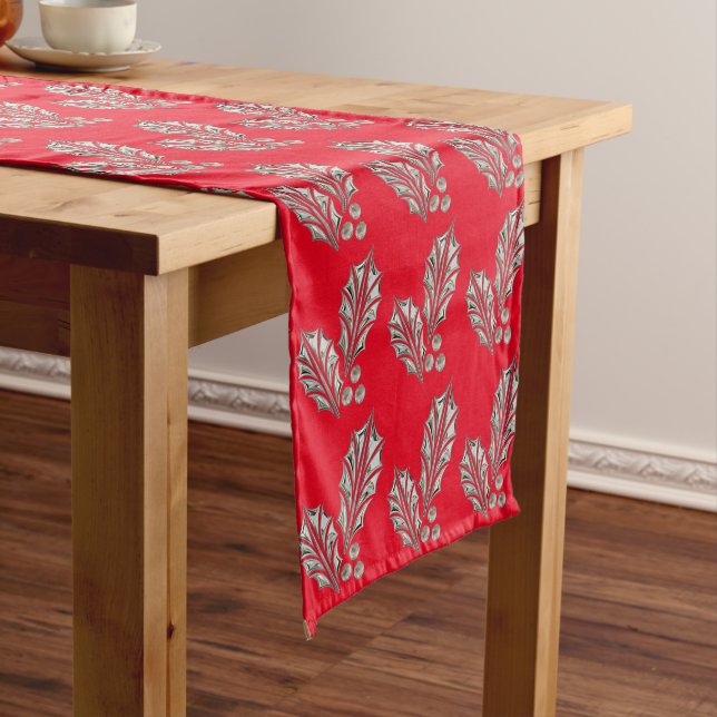 Chemin De Table Court Coureur de table Holly Platinum Silver (In Situ)