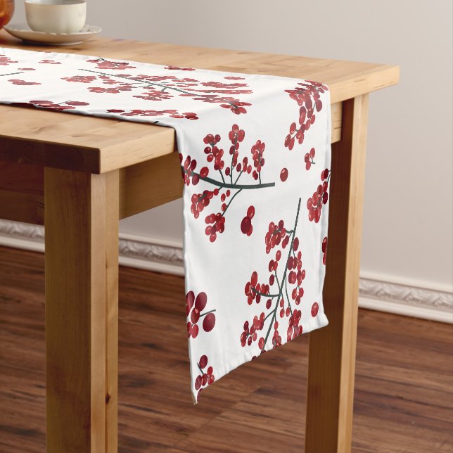 Chemin De Table Court Coureur de table Red Holly Berries (In Situ)
