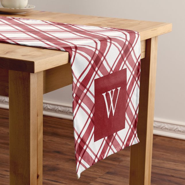 Chemin De Table Court Coureur de table rouge et blanc (Red and White Table Runner
)