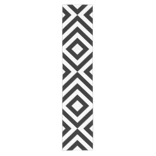 Chemin De Table Court Coureur noir et blanc de Tableau de chevrons
