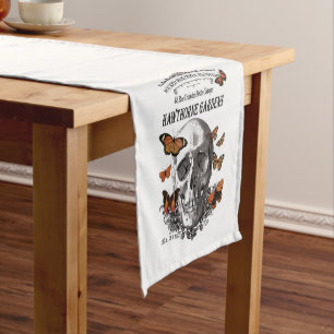Chemin De Table Court crâne et papillons vintages modernes de Halloween
