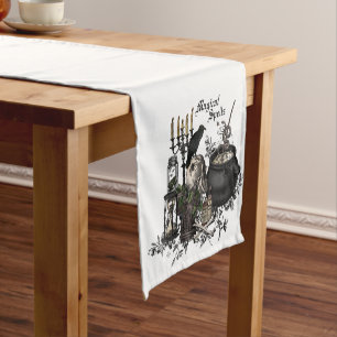 Chemin De Table Court Crâne vintage moderne de Halloween