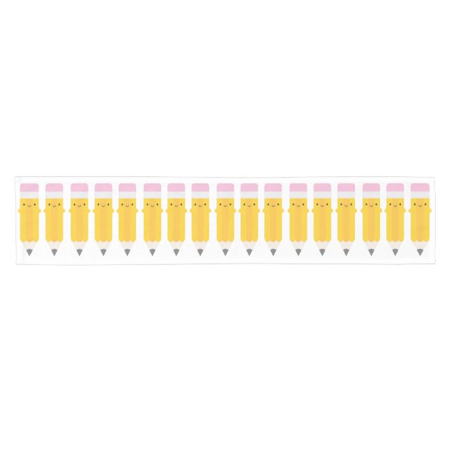 Chemin De Table Court Crayons heureux de Kawaii (Horizontal)