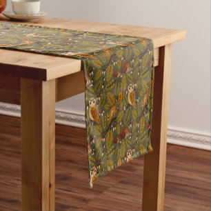 Chemin De Table Court Créatures des bois et Motif Feuille