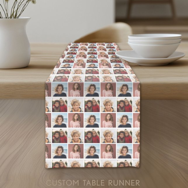 Chemin De Table Court Créer un collage photo personnalisé avec 4 photos (Custom Photo Table Runner)