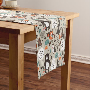 Chemin De Table Court Cute Automne Bois Animaux Motif