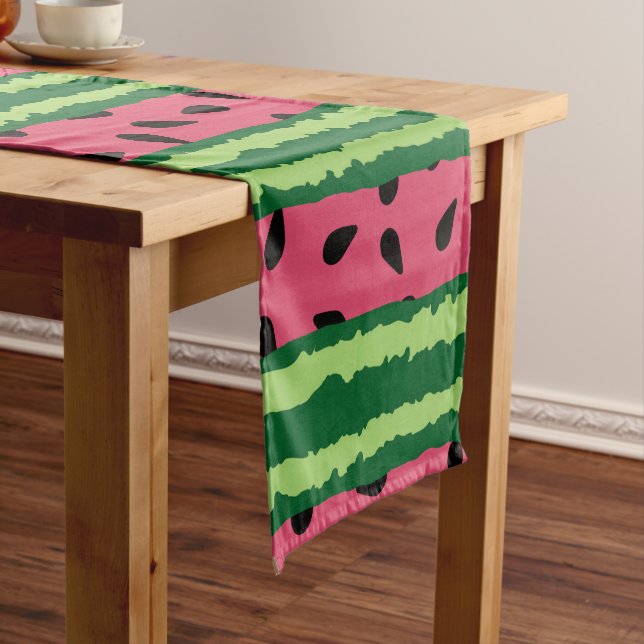 Chemin De Table Court Cute pastèque Motif rose et vert (In Situ)