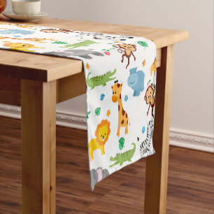 Chemin De Table Court Cute Safari Animaux Nursery Motif