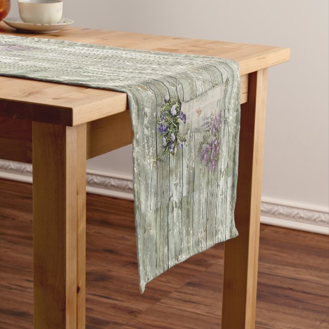 Chemin De Table Court cuvette rustique en bois blanc (In Situ)