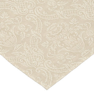 Chemin De Table Court Damassé élégante florale beige de papier peint