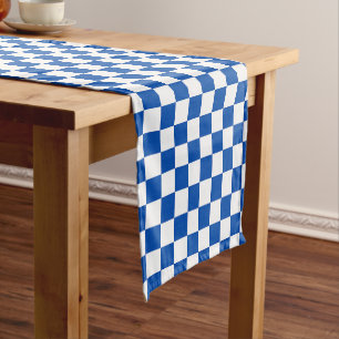 Chemin De Table Court Damier bleu de cobalt classique