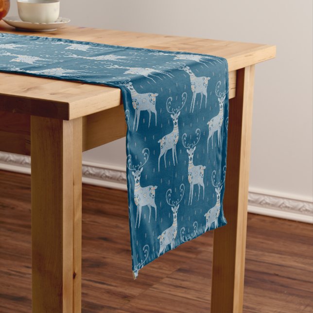 Chemin De Table Court Deer d'art populaire en vacances bleues (In Situ)