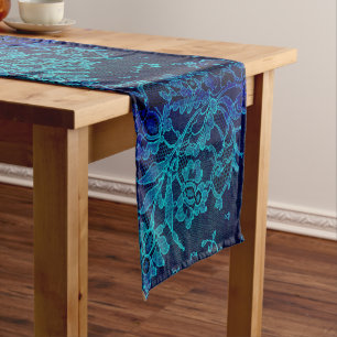 Chemin De Table Court Dentelle bleu marine victorienne féminine parisien