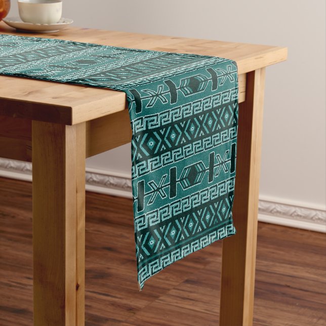 Chemin De Table Court Design sud-ouest aztèque Turquoise (In Situ)