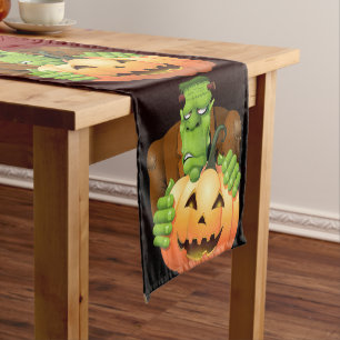 Chemin De Table Court Dessin de Frankenstein Monster avec Citrouille