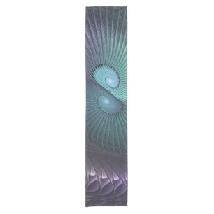 Chemin De Table Court Deux spirales colorées Art Abstrait Fractal modern