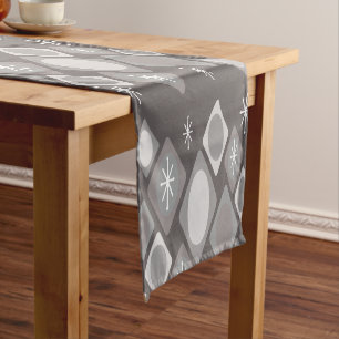Chemin De Table Court Diamants Ovales Starbursts gris foncé