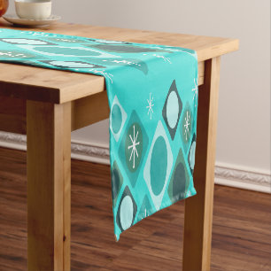 Chemin De Table Court Diamants Ovales Starbursts Turquoise