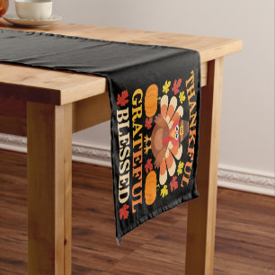 Chemin De Table Court Dinde de Thanksgiving Bénie Grateful Reconnaissant