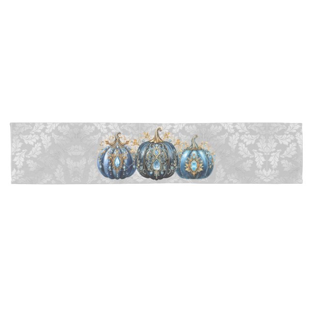 Chemin De Table Court Disposable Beau citrouille bleu bejeweled (Horizontal)