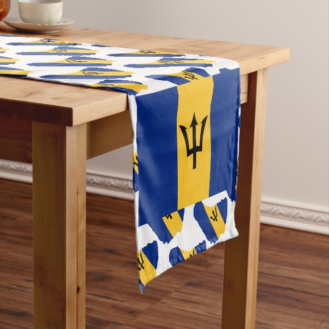 Chemin De Table Court Drapeau BARBADOS Patriotique (In Situ)