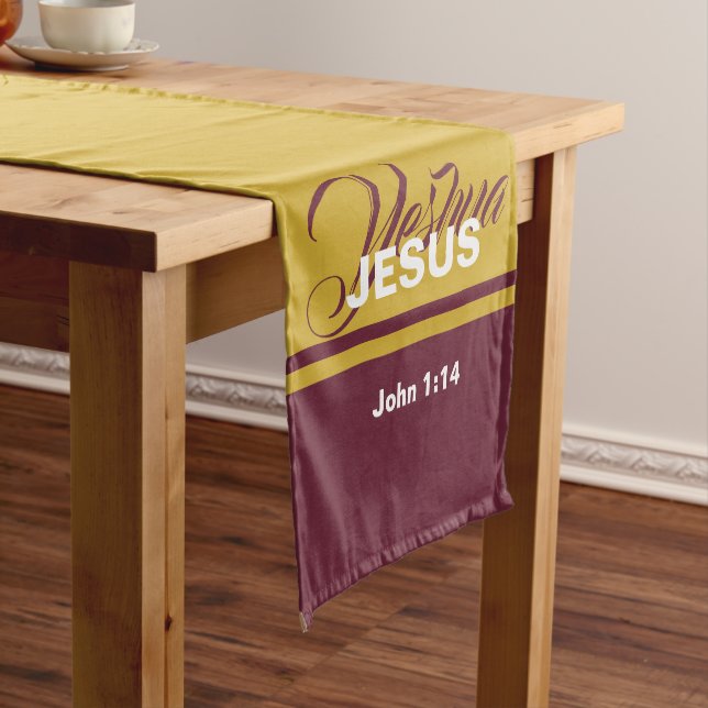 Chemin De Table Court Ecriture chrétienne JÉSUS RAISON SAISON Noël (In Situ)