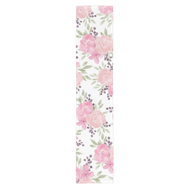Chemin De Table Court Elégant Rose d'aquarelle Motif (Devant)