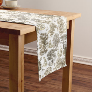 Chemin De Table Court Elégant Rustique élégant Beige Country Toile